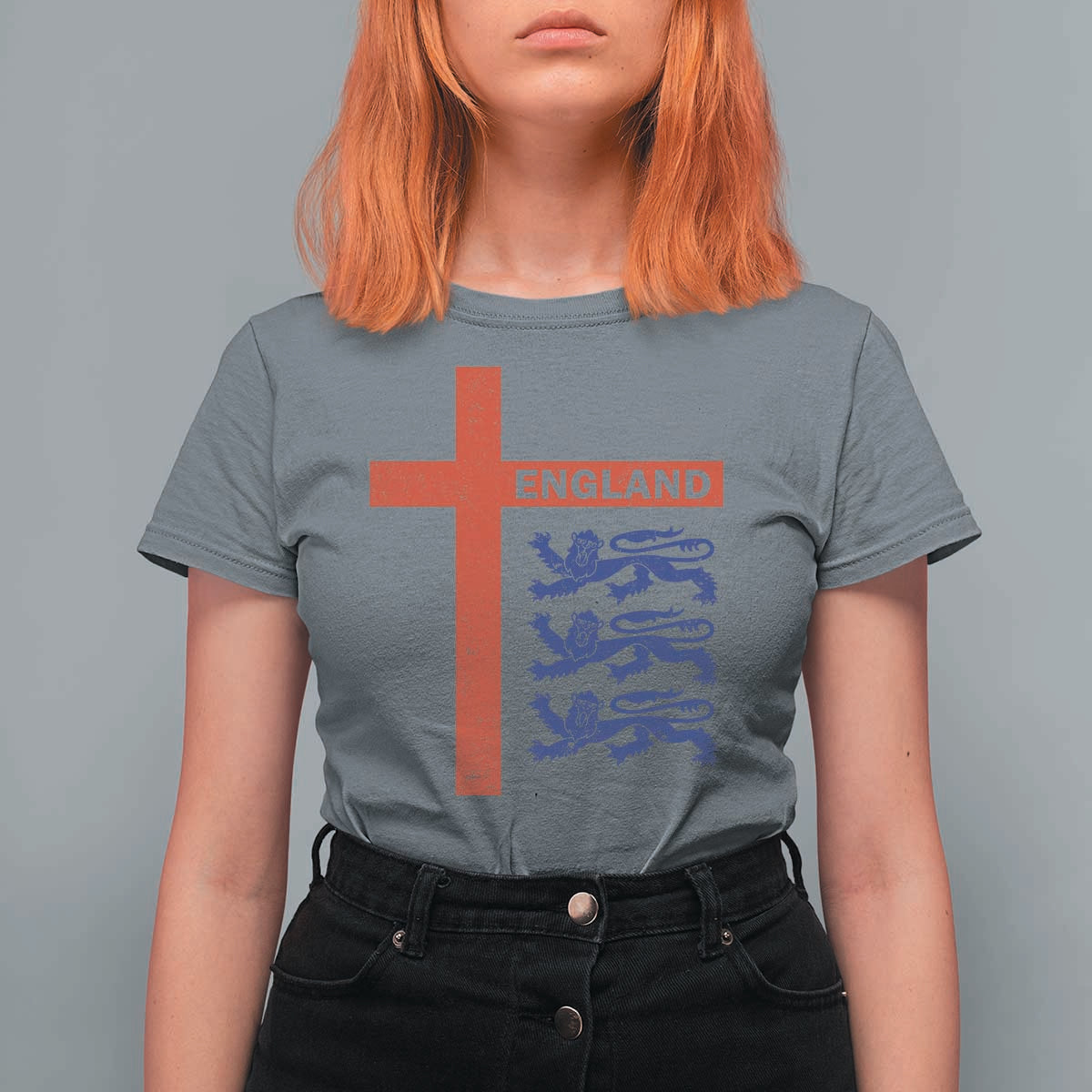 England Football St George Cross Three Lions Emblem T Shirt For Women