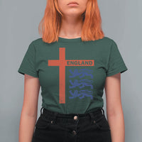 England Football St George Cross Three Lions Emblem T Shirt For Women