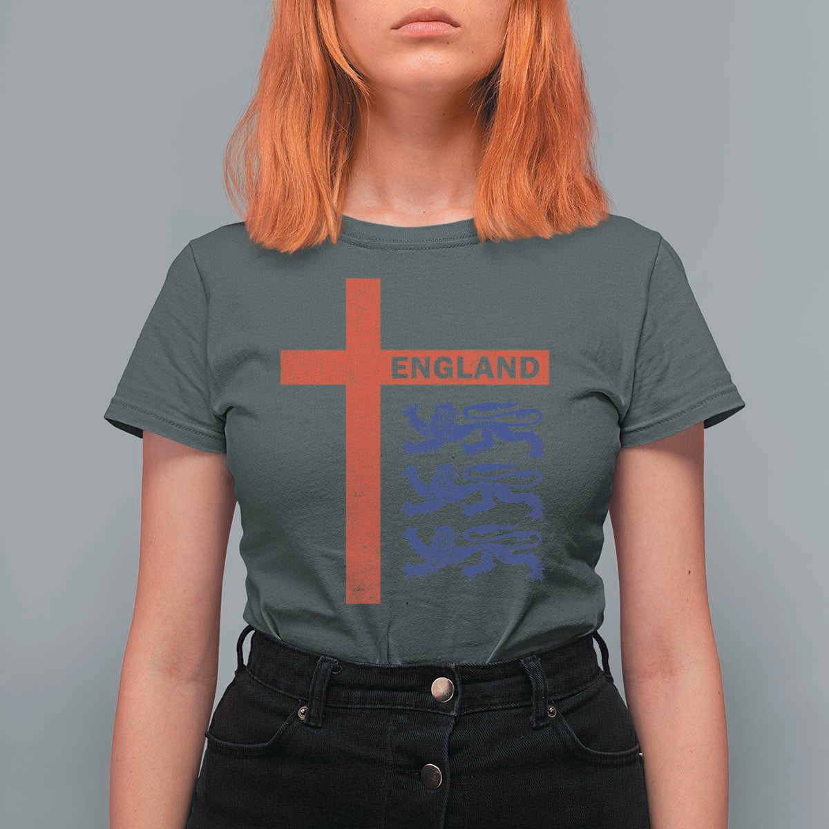 England Football St George Cross Three Lions Emblem T Shirt For Women
