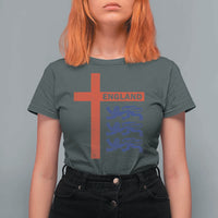 England Football St George Cross Three Lions Emblem T Shirt For Women