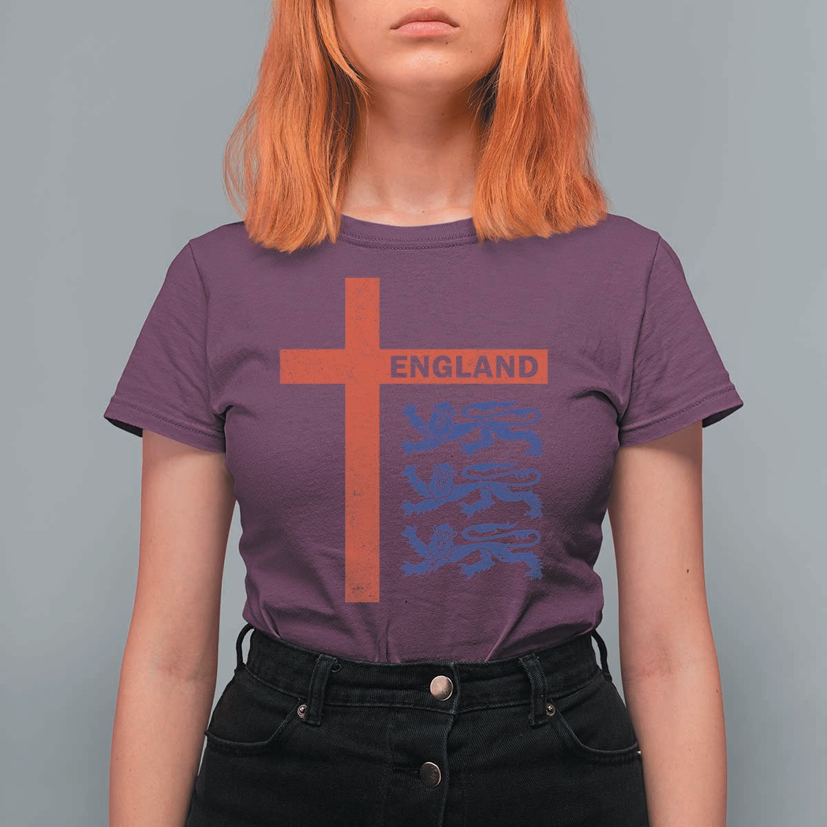 England Football St George Cross Three Lions Emblem T Shirt For Women
