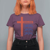 England Football St George Cross Three Lions Emblem T Shirt For Women