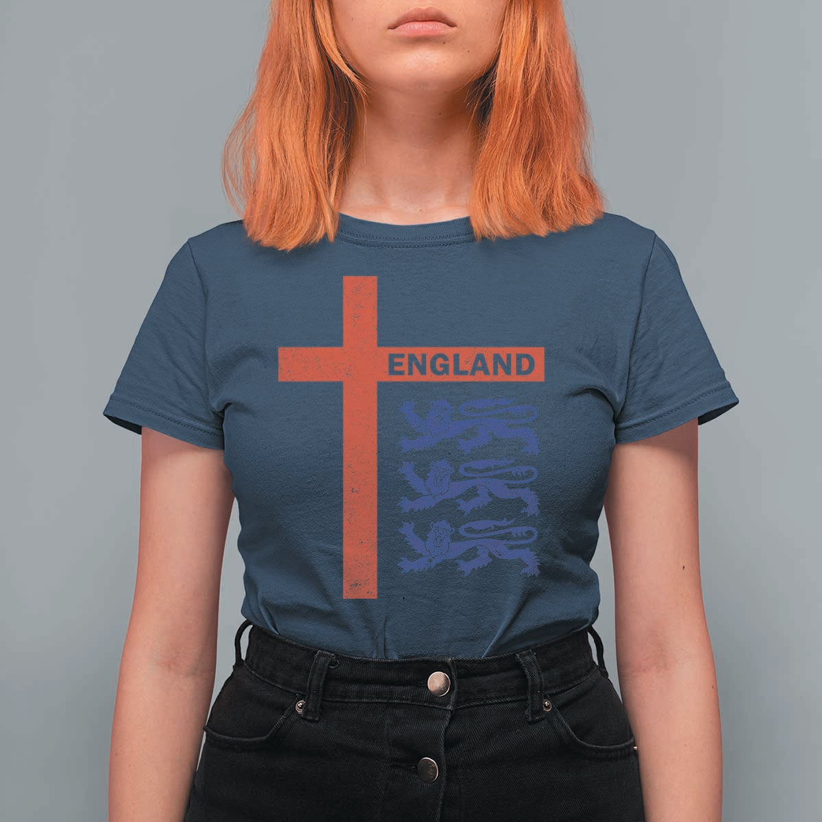 England Football St George Cross Three Lions Emblem T Shirt For Women