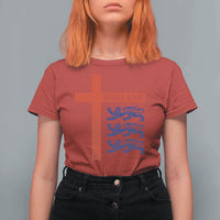 England Football St George Cross Three Lions Emblem T Shirt For Women