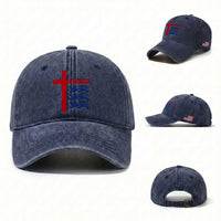 England Football St George Cross Three Lions Emblem Washed Cotton Baseball Cap