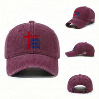 England Football St George Cross Three Lions Emblem Washed Cotton Baseball Cap