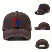 England Football St George Cross Three Lions Emblem Washed Cotton Baseball Cap