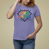 Funny Teacher Back To School T Shirt For Women Super Teacher Teach Love Inspire Apple - Wonder Print Shop