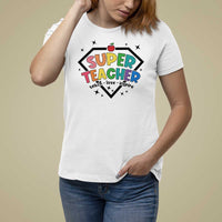 Funny Teacher Back To School T Shirt For Women Super Teacher Teach Love Inspire Apple - Wonder Print Shop