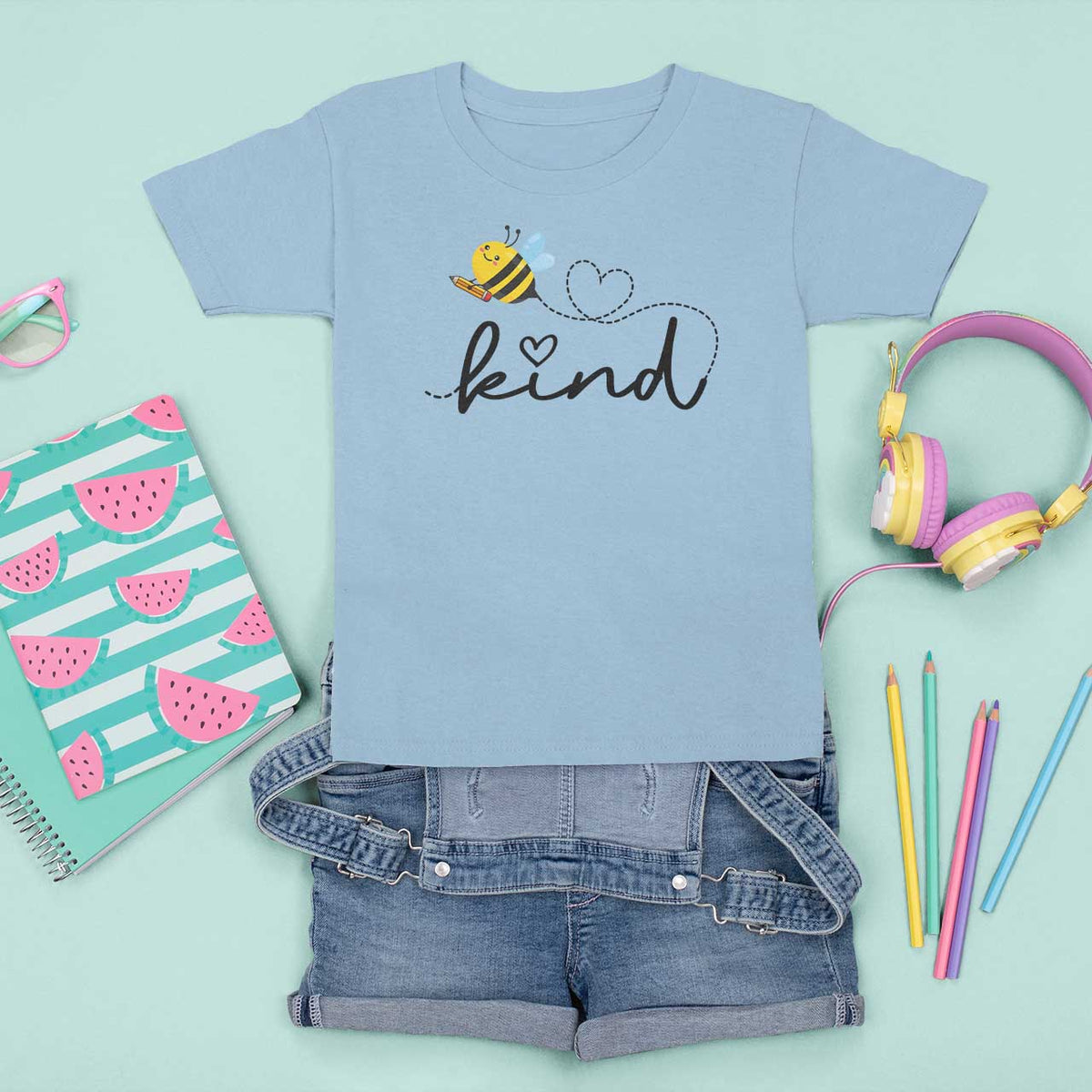 Positive Quote Bee T Shirt For Kid Be Kind Pencil Back To School Bumblebee - Wonder Print Shop