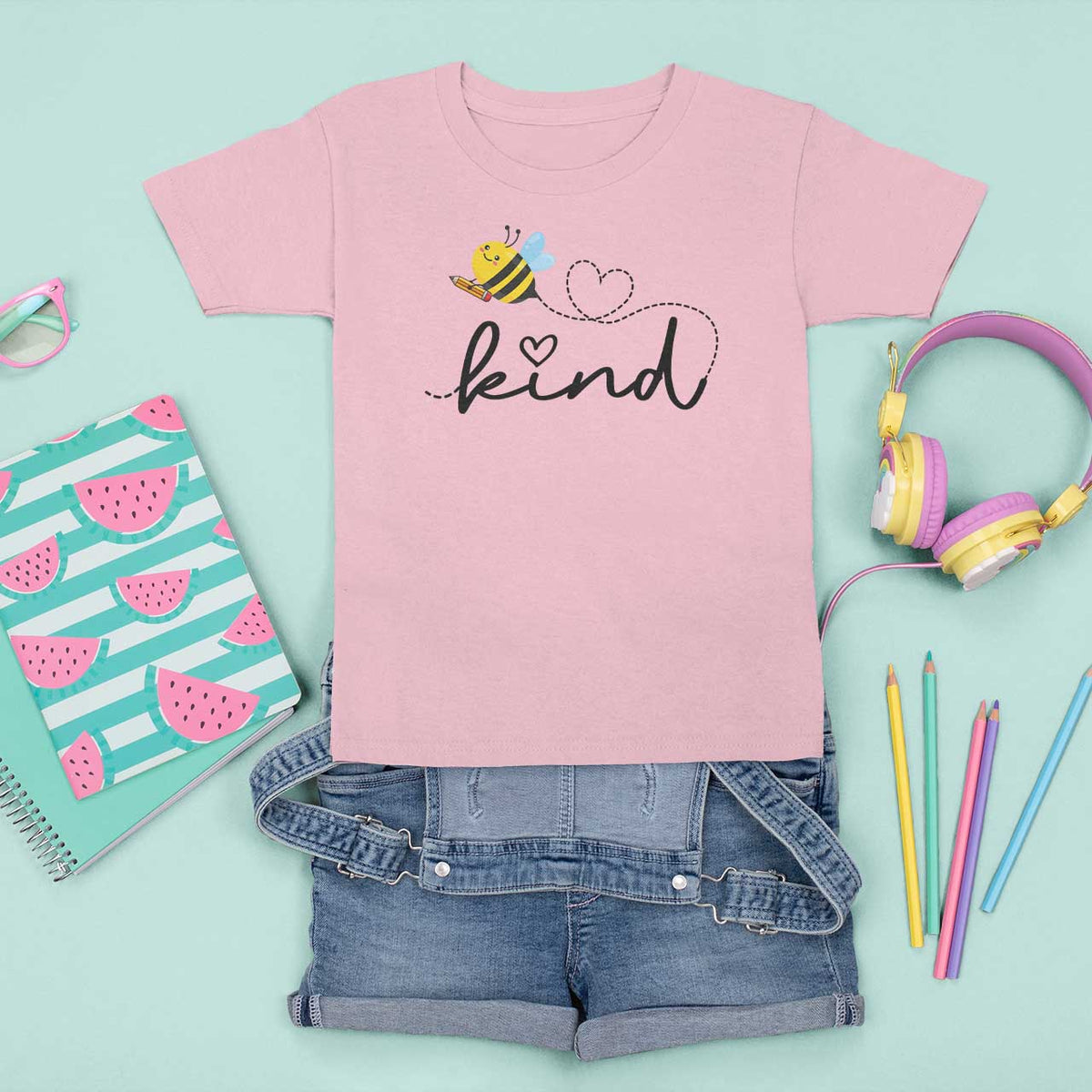 Positive Quote Bee T Shirt For Kid Be Kind Pencil Back To School Bumblebee - Wonder Print Shop