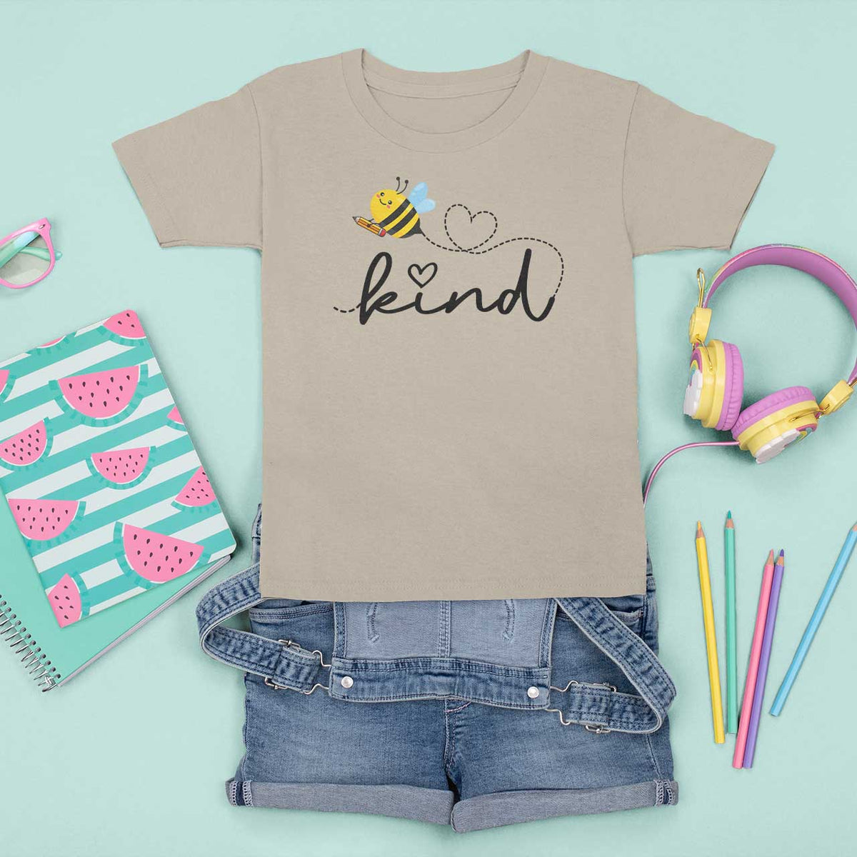 Positive Quote Bee T Shirt For Kid Be Kind Pencil Back To School Bumblebee - Wonder Print Shop