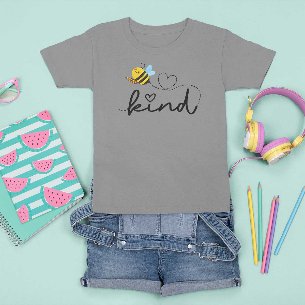 Positive Quote Bee T Shirt For Kid Be Kind Pencil Back To School Bumblebee - Wonder Print Shop
