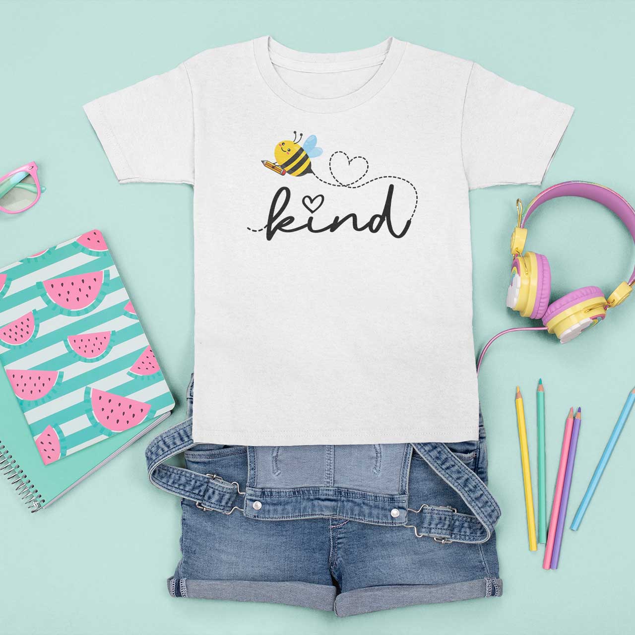 Positive Quote Bee T Shirt For Kid Be Kind Pencil Back To School Bumblebee - Wonder Print Shop