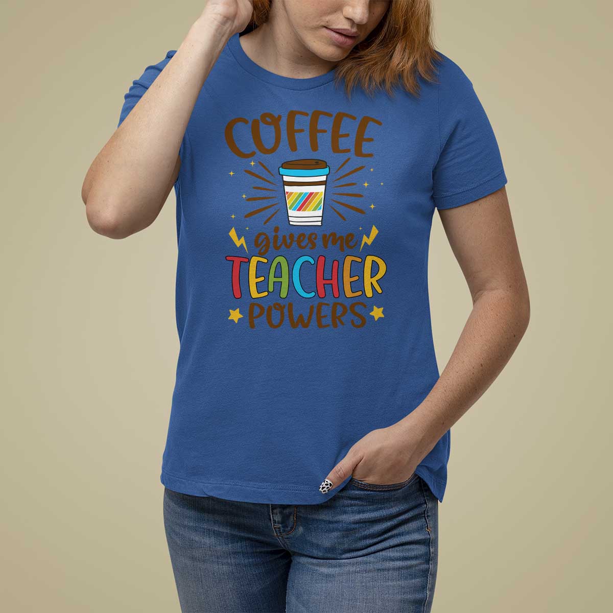 Teacher Life T Shirt For Women Coffee Gives Me Teacher Power Back To School - Wonder Print Shop