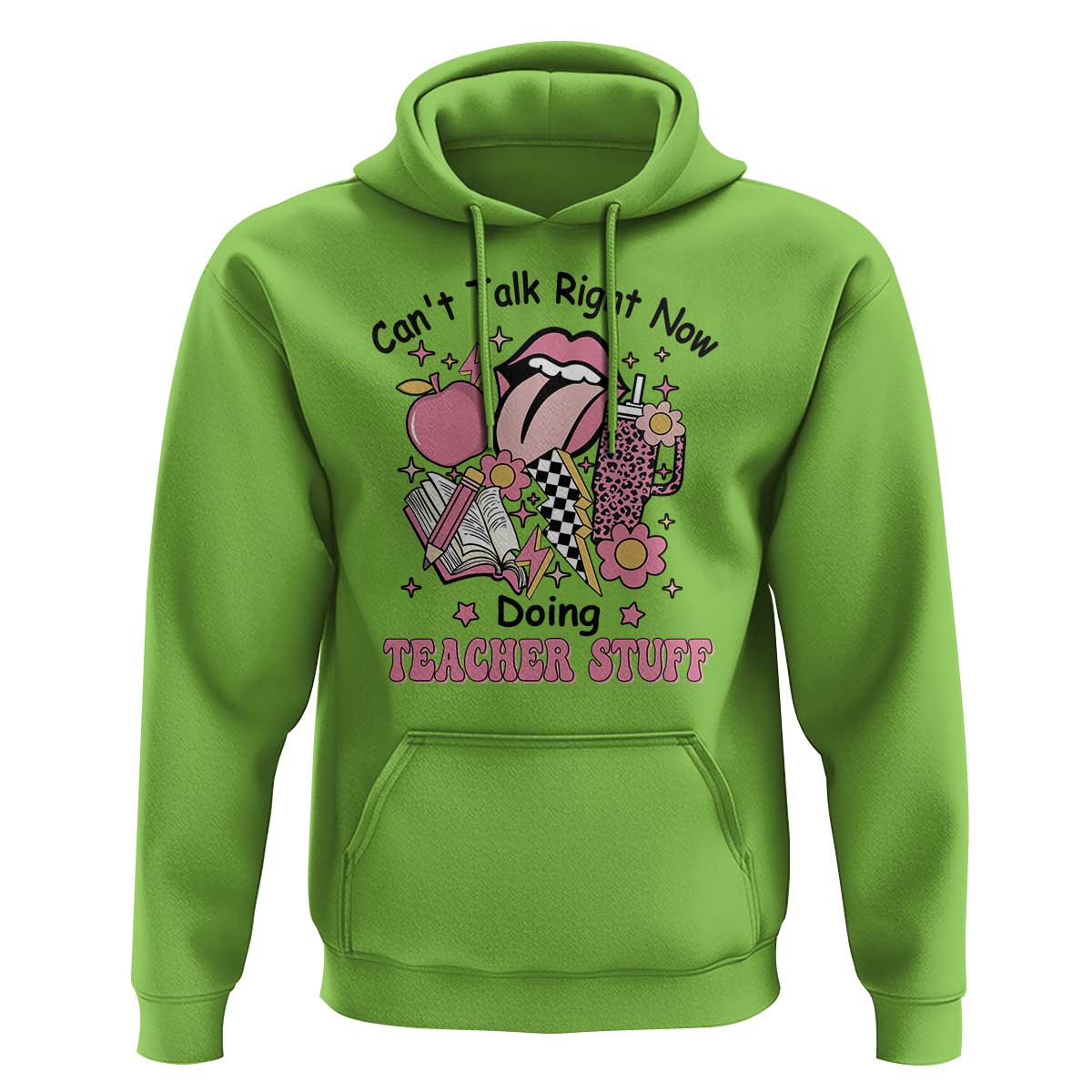Funny Teachers Hoodie Can't Talk Right Now Doing Teacher Stuff Apple Pencil Book Flower - Wonder Print Shop