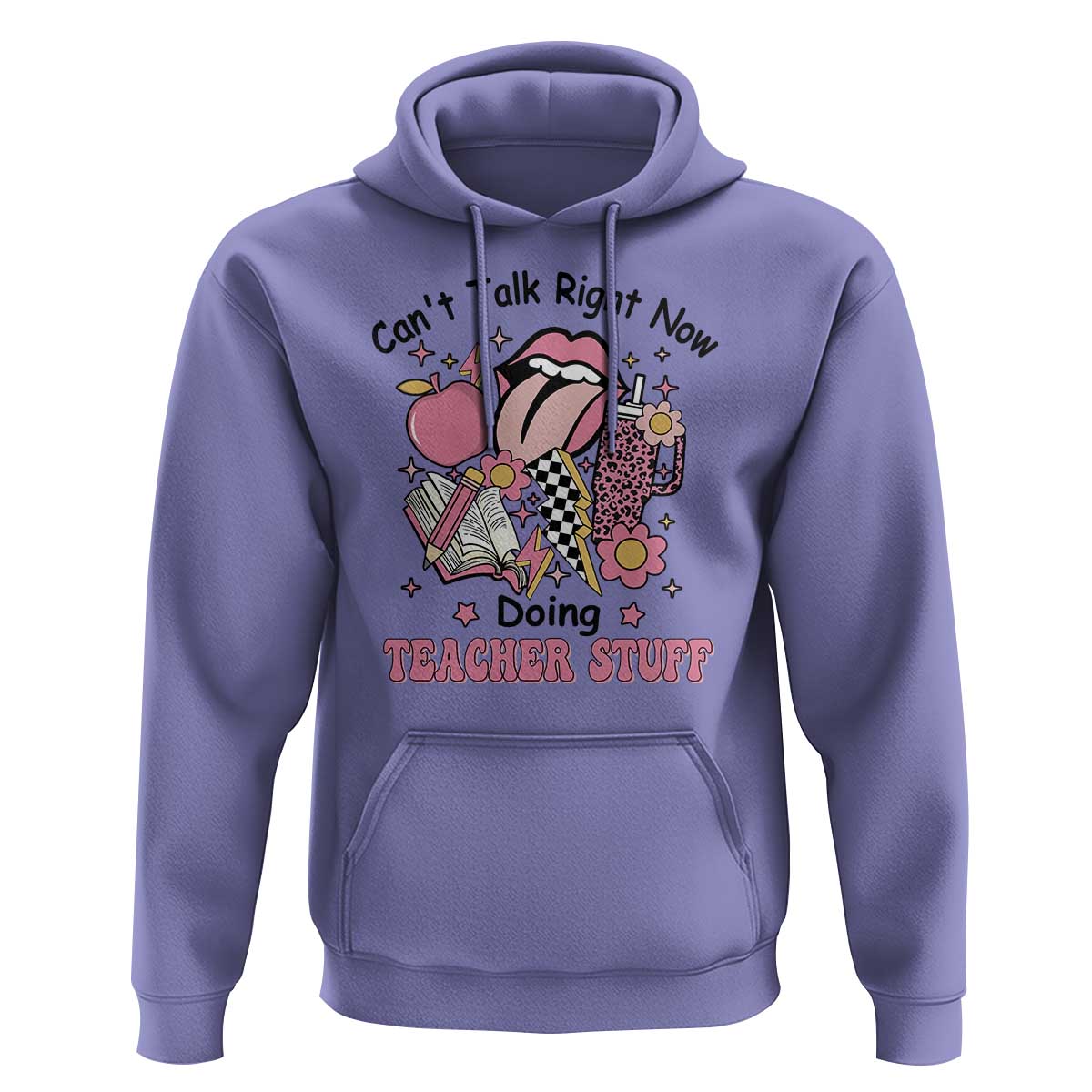 Funny Teachers Hoodie Can't Talk Right Now Doing Teacher Stuff Apple Pencil Book Flower - Wonder Print Shop