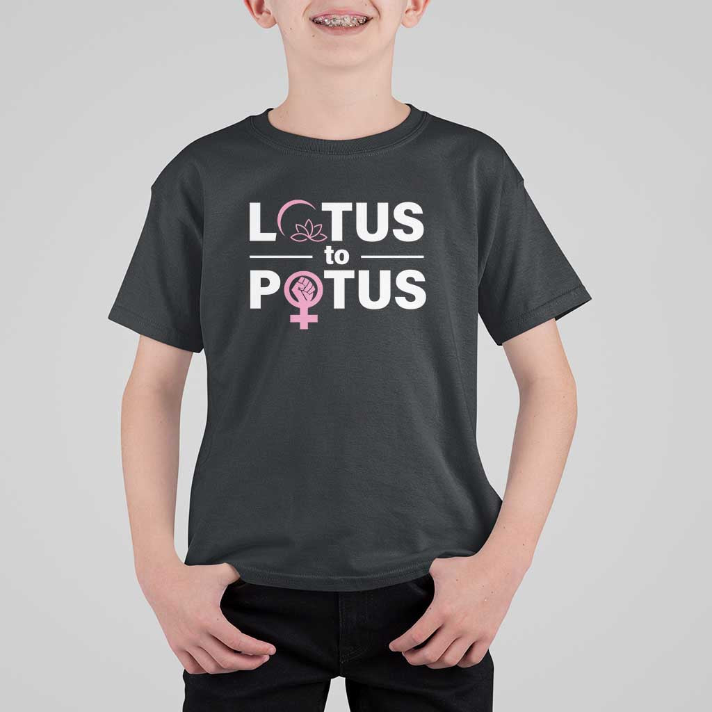 Lotus To Potus T Shirt For Kid Harris Woman Potus 47 Feminist - Wonder Print Shop