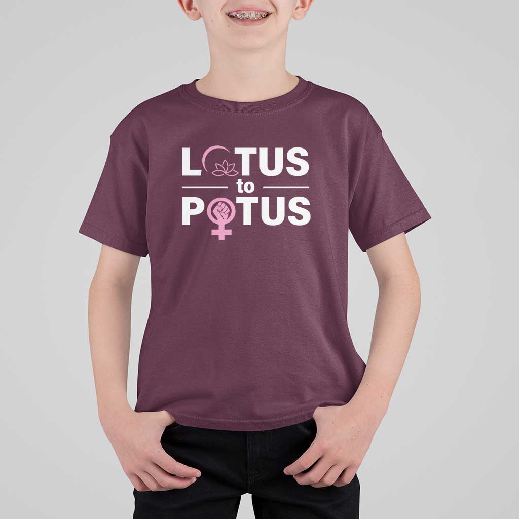 Lotus To Potus T Shirt For Kid Harris Woman Potus 47 Feminist - Wonder Print Shop