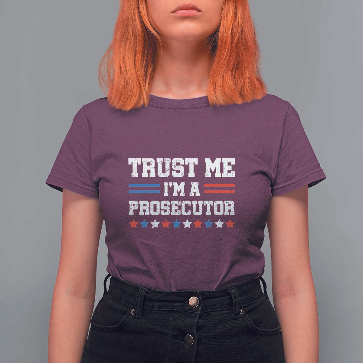 Trust Me I'm A Prosecutor T Shirt For Women Harris 2024 Election Star American Flag - Wonder Print Shop