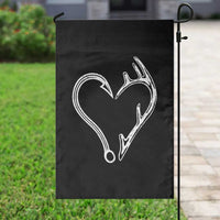 Fishing And Hunting Vintage Hook Antler Heart Garden Flag - Wonder Print Shop