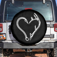 Fishing And Hunting Vintage Hook Antler Heart Spare Tire Cover - Wonder Print Shop