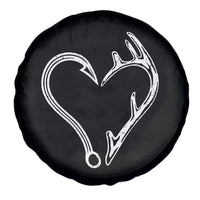 Fishing And Hunting Vintage Hook Antler Heart Spare Tire Cover - Wonder Print Shop
