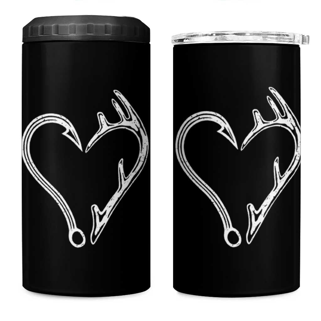 Fishing And Hunting Vintage Hook Antler Heart 4 in 1 Can Cooler Tumbler - Wonder Print Shop