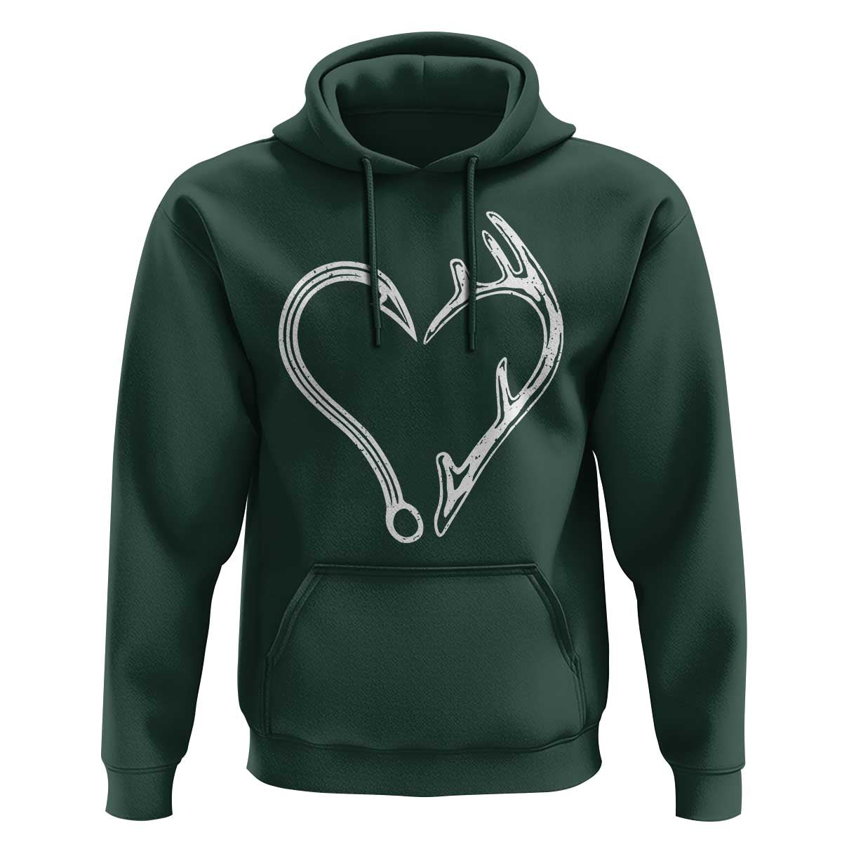 Fishing And Hunting Vintage Hook Antler Heart Hoodie - Wonder Print Shop