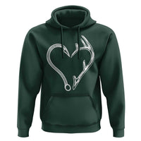 Fishing And Hunting Vintage Hook Antler Heart Hoodie - Wonder Print Shop