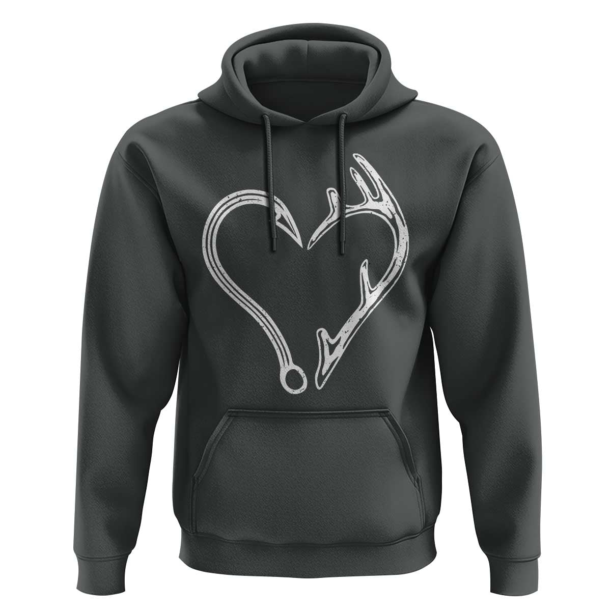Fishing And Hunting Vintage Hook Antler Heart Hoodie - Wonder Print Shop