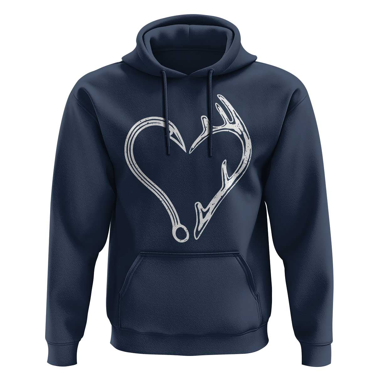 Fishing And Hunting Vintage Hook Antler Heart Hoodie - Wonder Print Shop