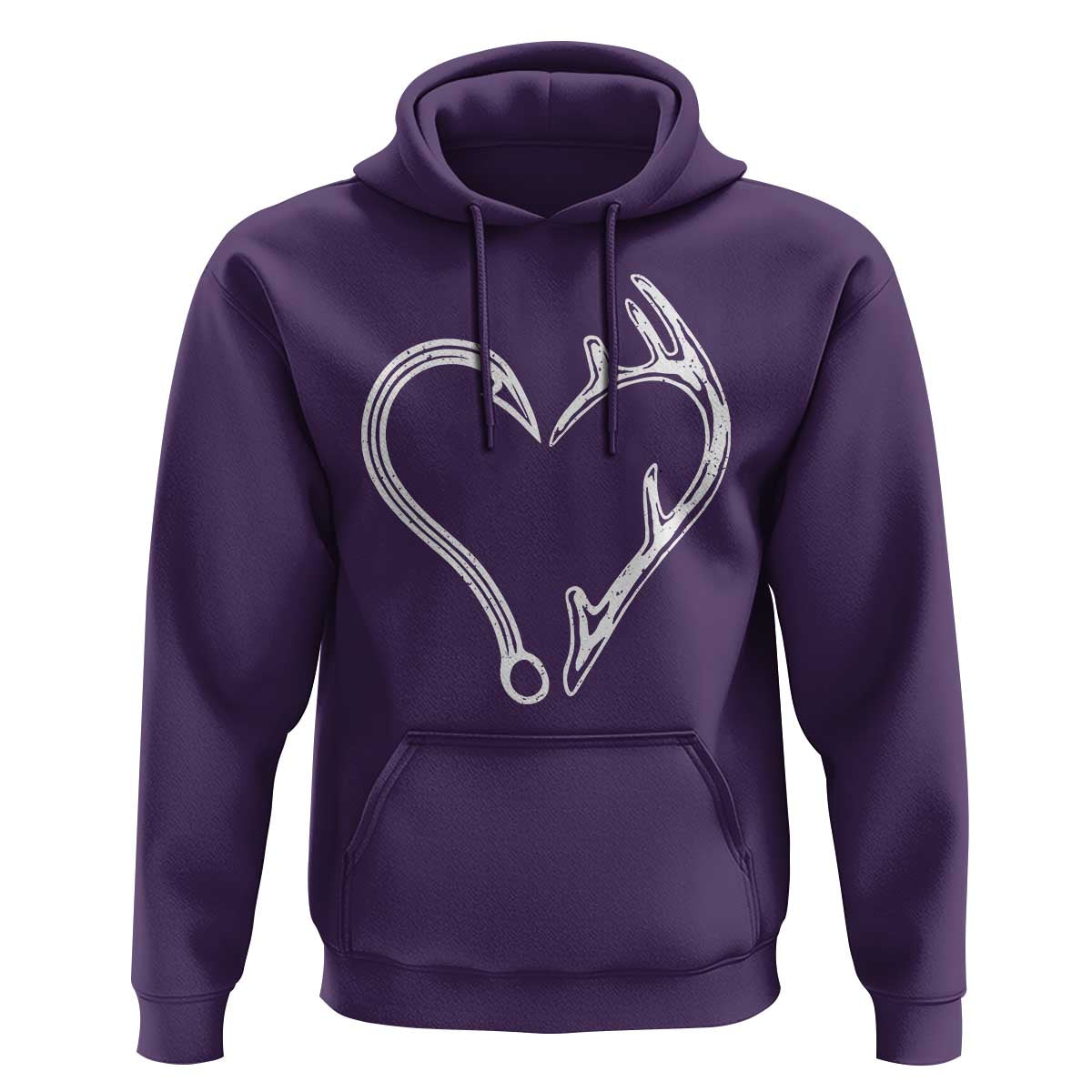 Fishing And Hunting Vintage Hook Antler Heart Hoodie - Wonder Print Shop