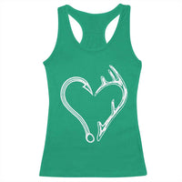 Fishing And Hunting Vintage Hook Antler Heart Racerback Tank Top - Wonder Print Shop