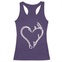 Fishing And Hunting Vintage Hook Antler Heart Racerback Tank Top - Wonder Print Shop