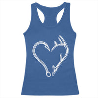 Fishing And Hunting Vintage Hook Antler Heart Racerback Tank Top - Wonder Print Shop