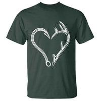 Fishing And Hunting Vintage Hook Antler Heart T Shirt - Wonder Print Shop