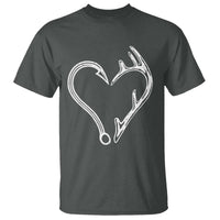 Fishing And Hunting Vintage Hook Antler Heart T Shirt - Wonder Print Shop