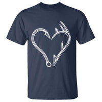 Fishing And Hunting Vintage Hook Antler Heart T Shirt - Wonder Print Shop