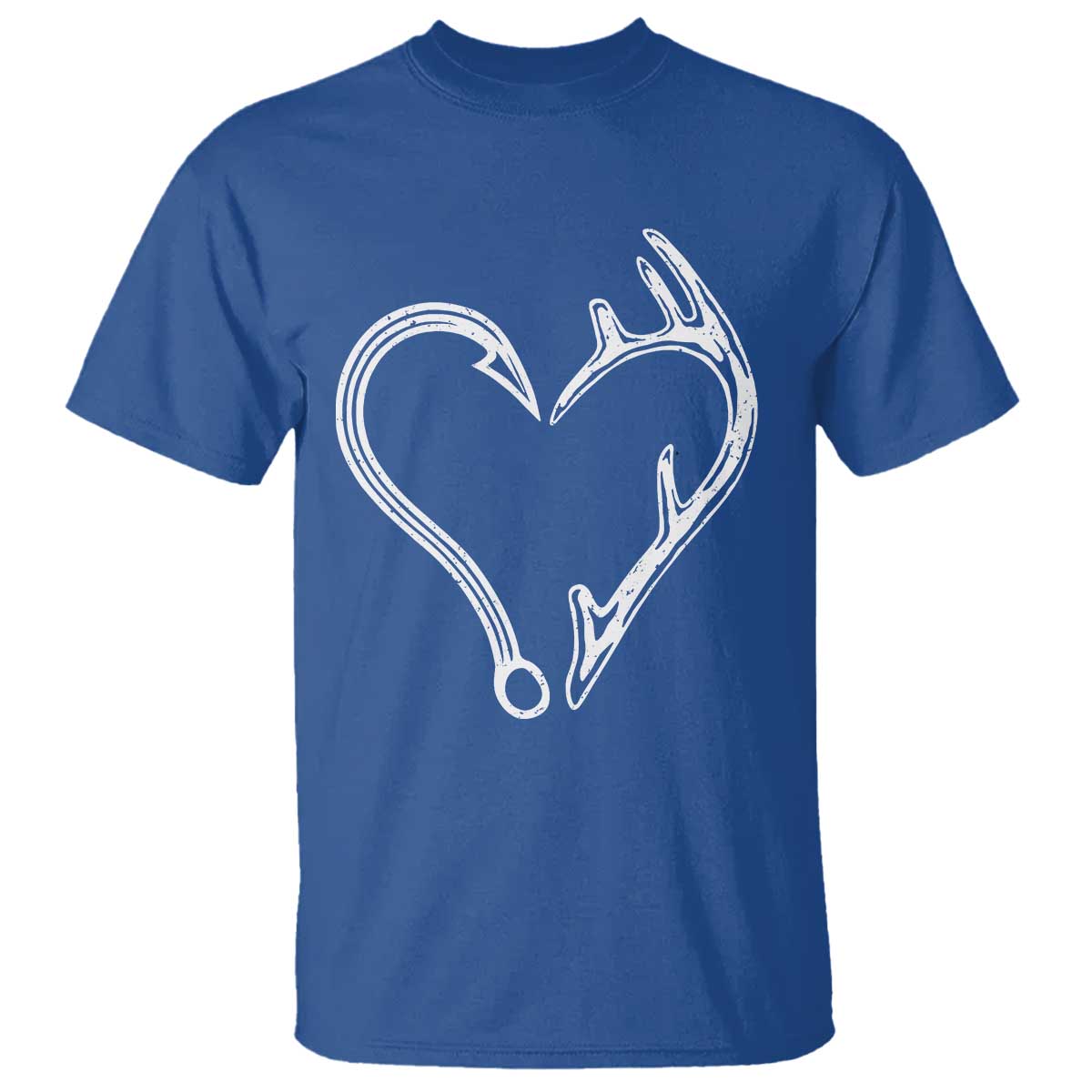 Fishing And Hunting Vintage Hook Antler Heart T Shirt - Wonder Print Shop