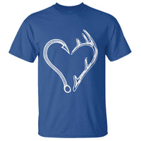 Fishing And Hunting Vintage Hook Antler Heart T Shirt - Wonder Print Shop