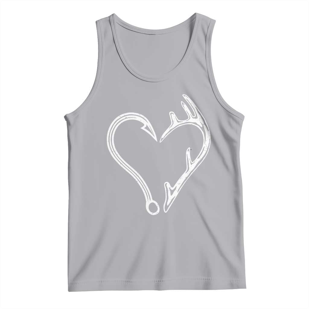Fishing And Hunting Vintage Hook Antler Heart Tank Top - Wonder Print Shop