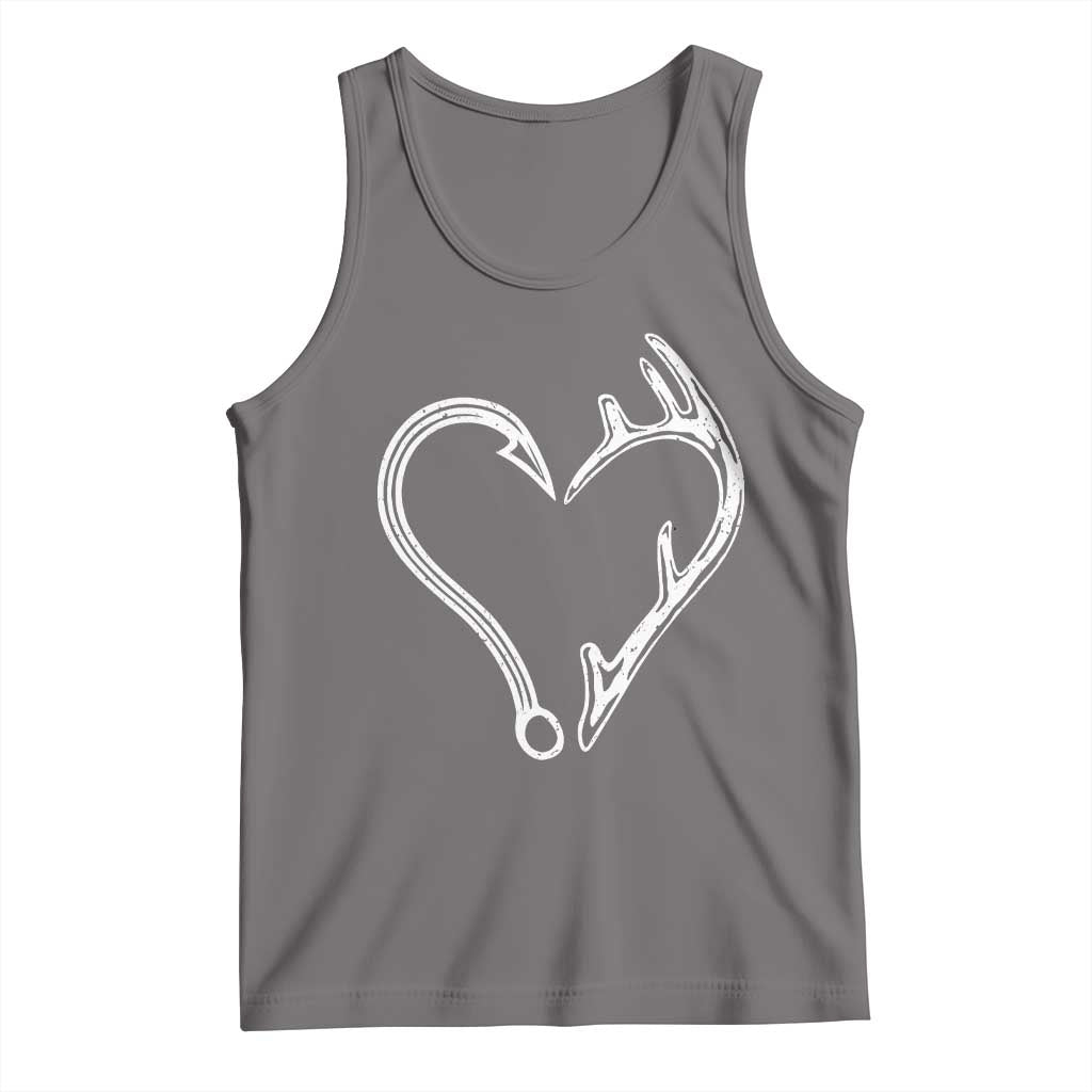 Fishing And Hunting Vintage Hook Antler Heart Tank Top - Wonder Print Shop