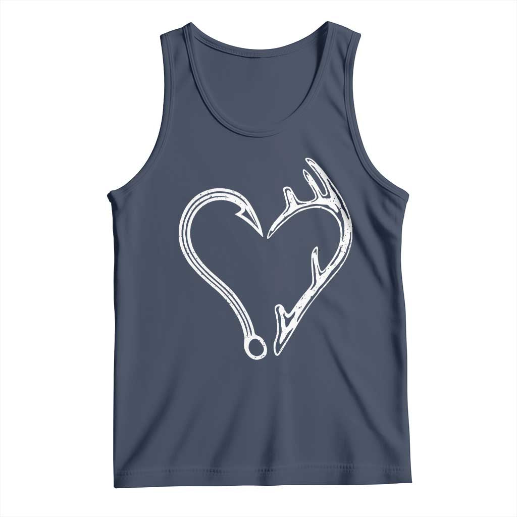 Fishing And Hunting Vintage Hook Antler Heart Tank Top - Wonder Print Shop