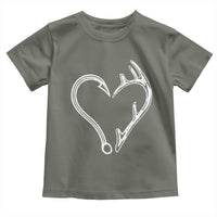 Fishing And Hunting Vintage Hook Antler Heart Toddler T Shirt - Wonder Print Shop