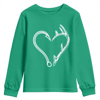 Fishing And Hunting Vintage Hook Antler Heart Youth Sweatshirt - Wonder Print Shop