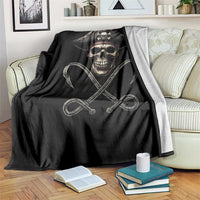 Funny Pirate Fishing Lover Throw Blanket Vintage Pirate Skull Hooks Fishing - Wonder Print Shop