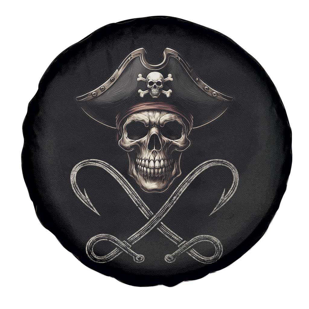 Funny Pirate Fishing Lover Spare Tire Cover Vintage Pirate Skull Hooks Fishing - Wonder Print Shop