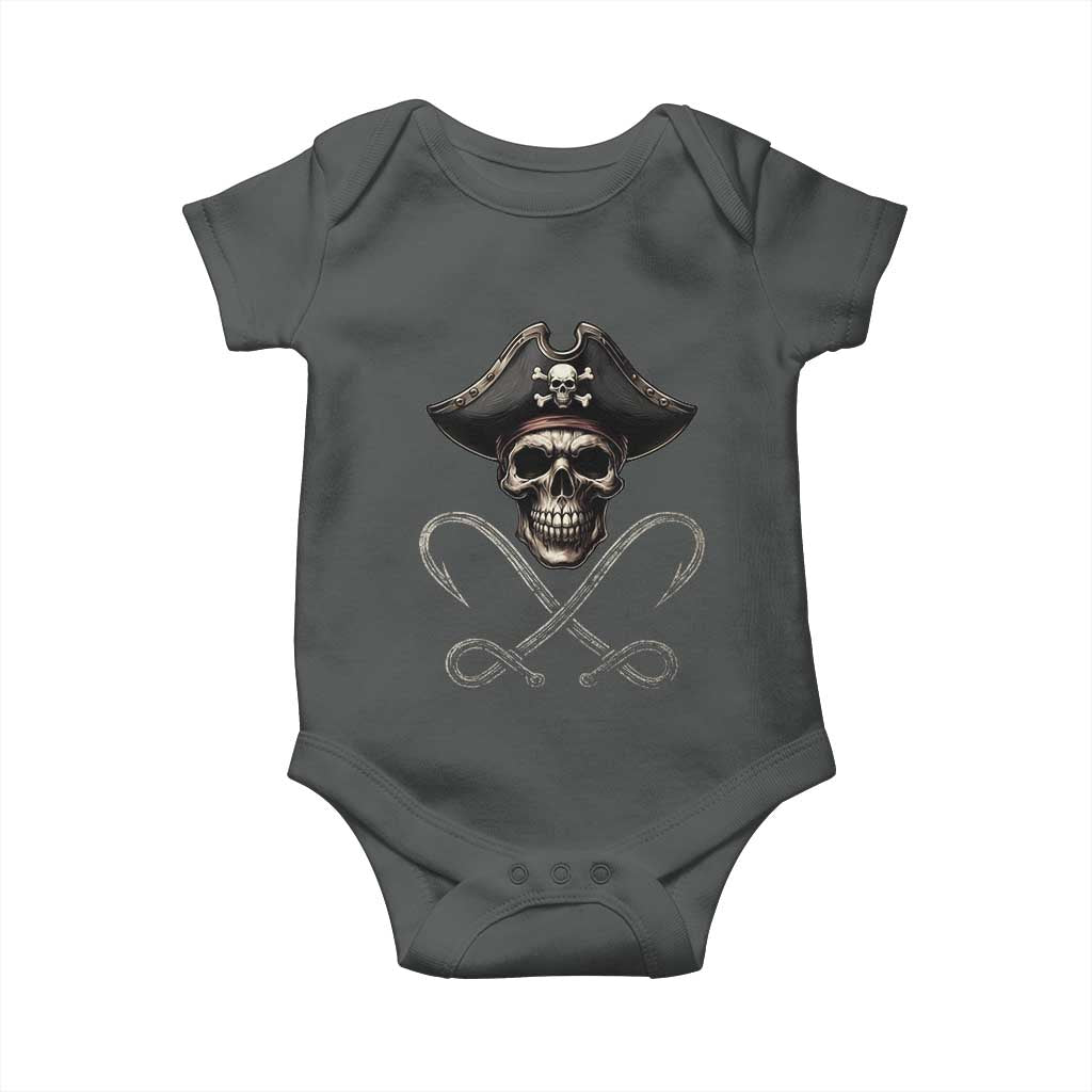 Funny Pirate Fishing Lover Baby Onesie Vintage Pirate Skull Hooks Fishing - Wonder Print Shop