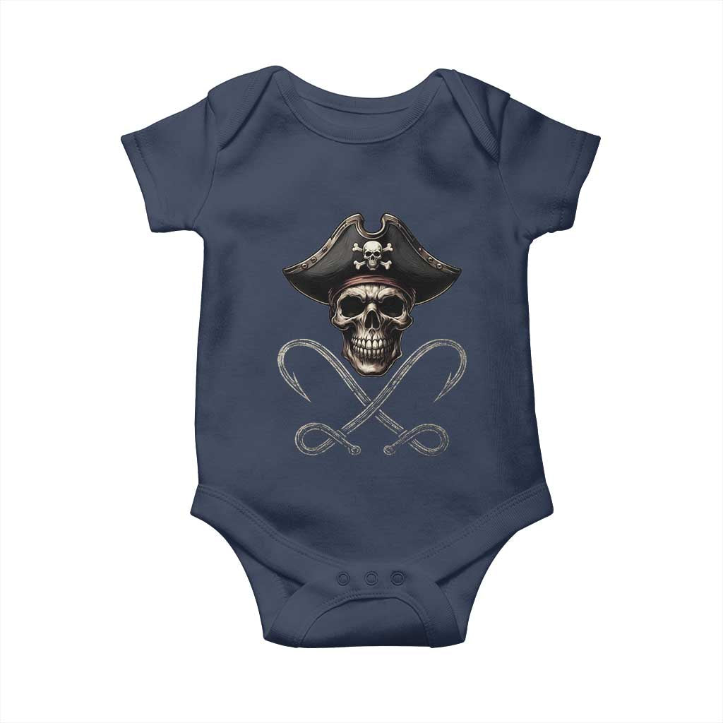 Funny Pirate Fishing Lover Baby Onesie Vintage Pirate Skull Hooks Fishing - Wonder Print Shop